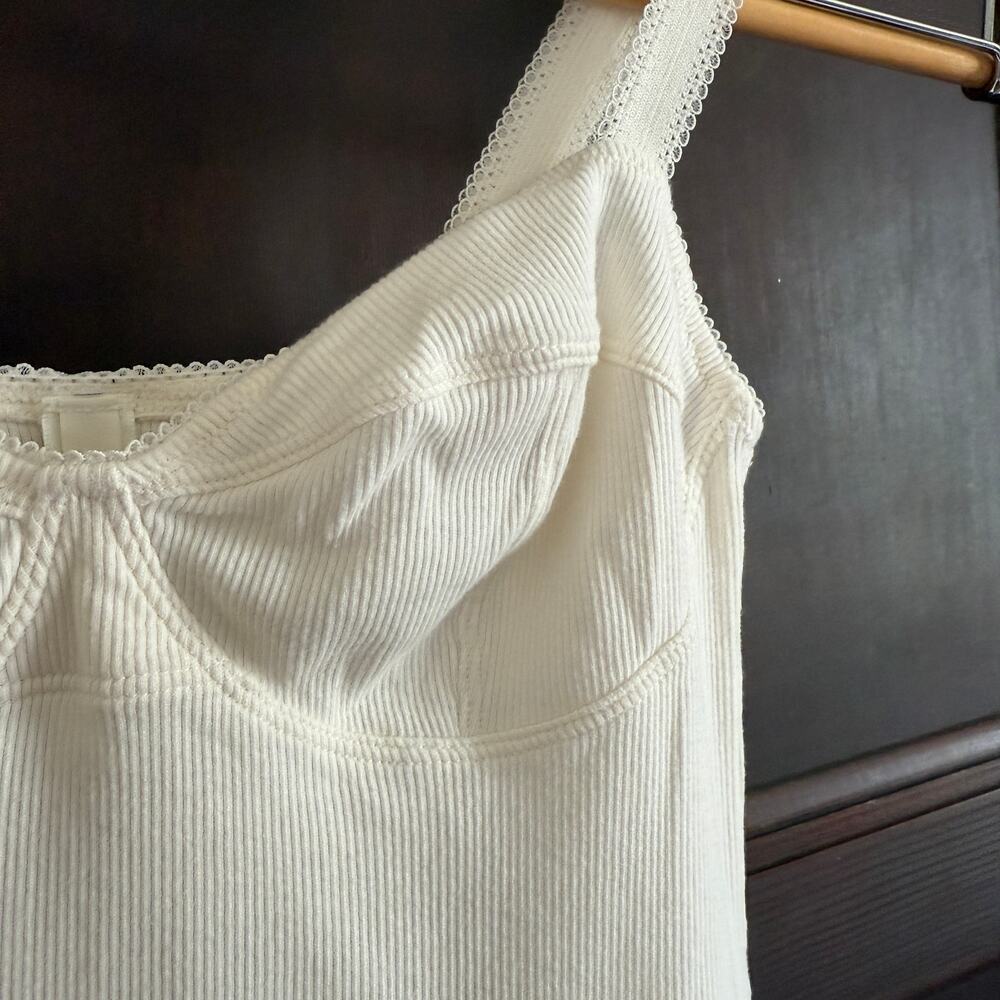 SKIMS | Marble White Ribbed Picot Lingerie Inspired Mini Dress | Medium - Picture 5 of 8